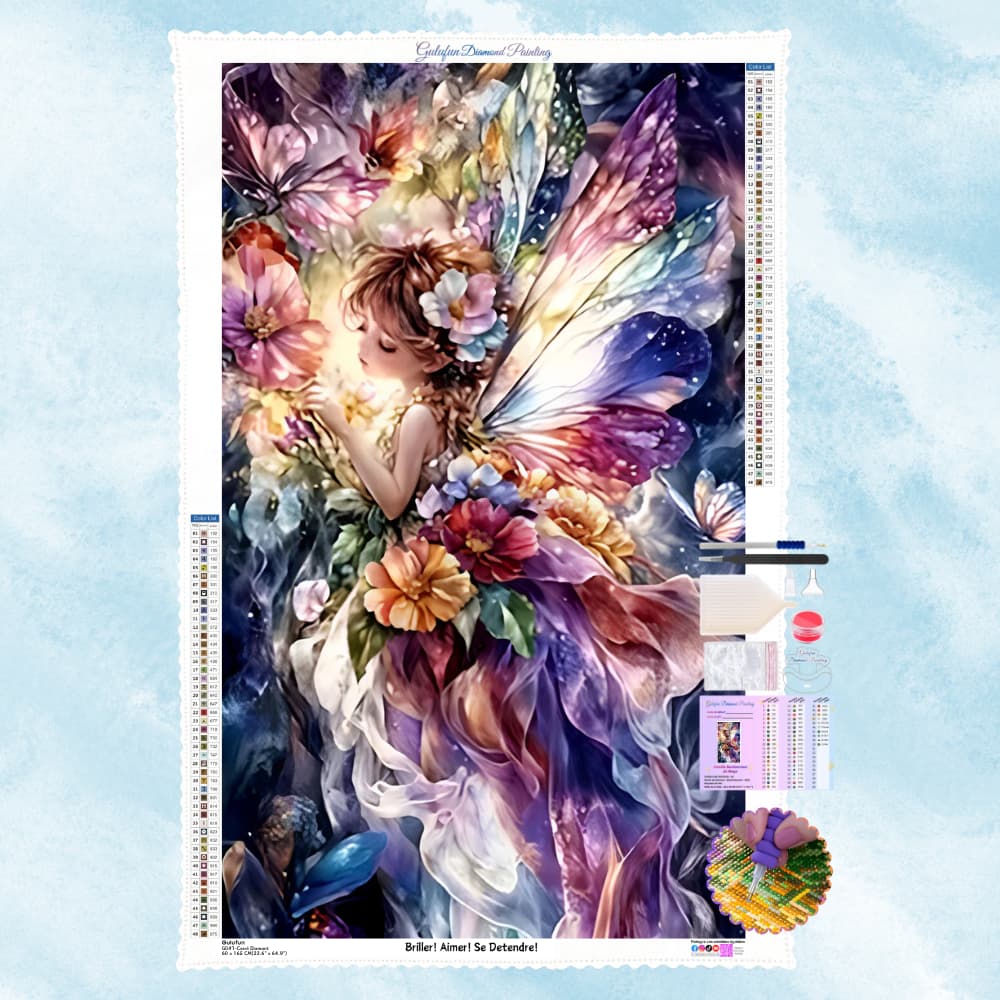 Broderie Diamant Fée des Fleurs- Kit Complet (5D Diamond Painting)