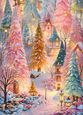 Broderie Diamant Village de Noël féérique - Forêt de rêve et de neige - Kit Complet