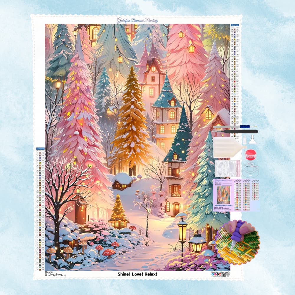 Broderie Diamant Village de Noël féérique - Kit Complet