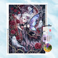 Kit de broderie diamant complet avec toile fée gothique et fantômes, stylo applicateur, colle et plateau à strass gulufun.