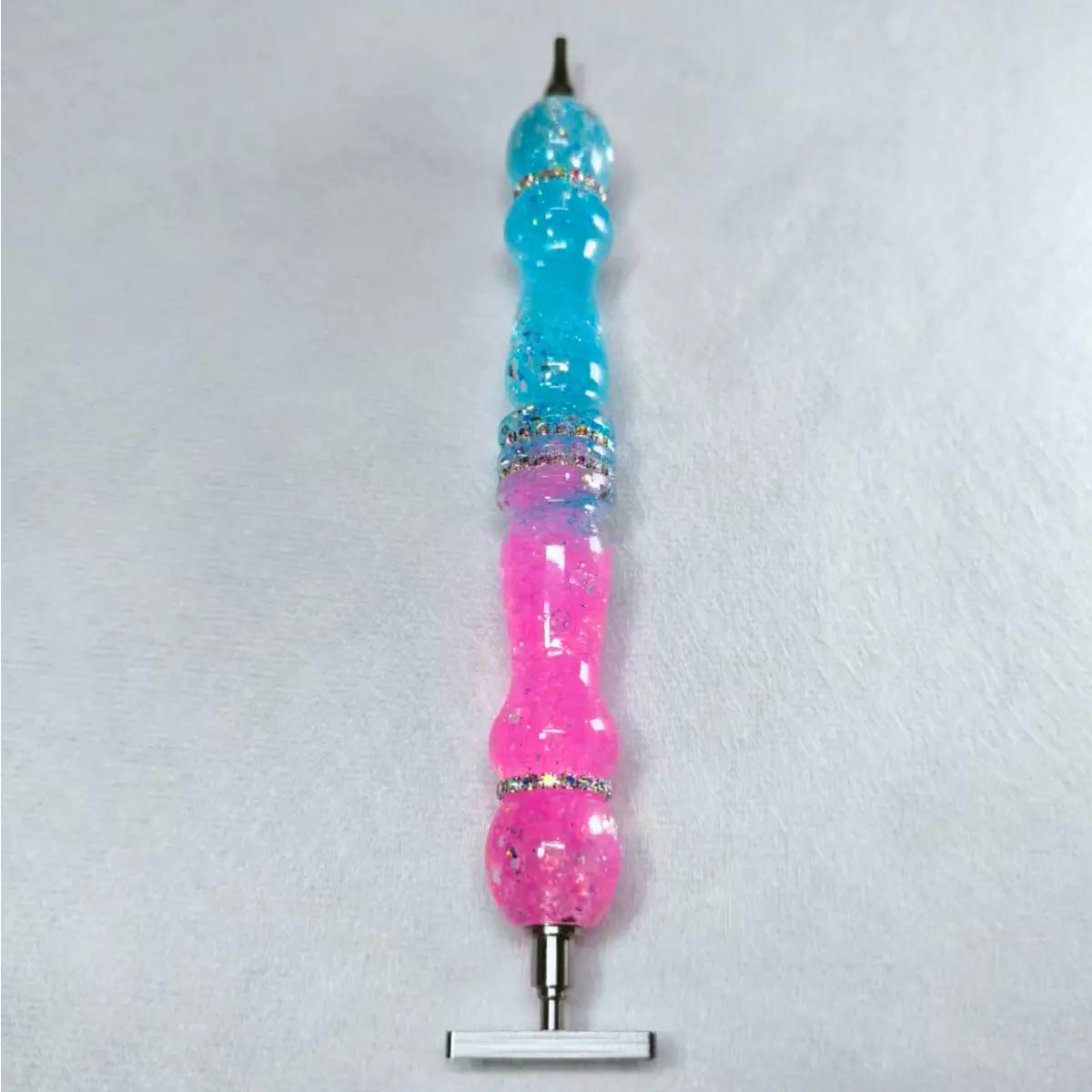 Stylet de peinture au diamant fait main rose et bleu avec deux embouts
