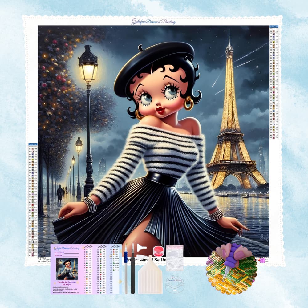 Broderie Diamant Betty Boop en France - Kit Complet (5D Diamond Painting)