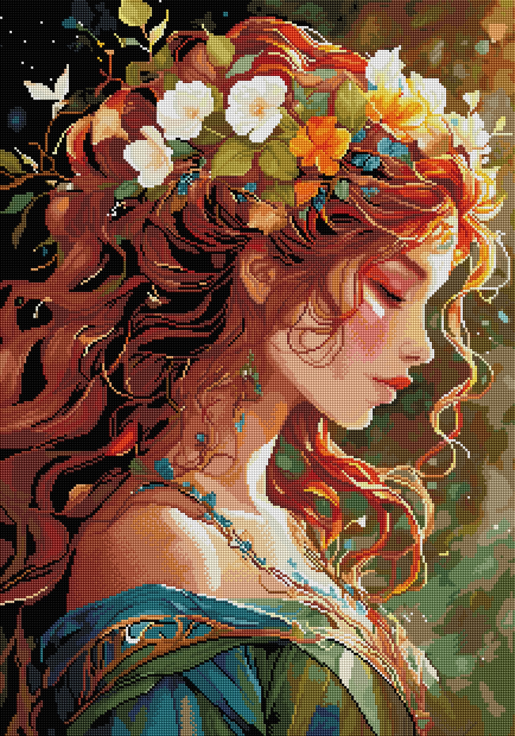 Broderie Diamant Chant d'Automne - Kit Complet avec un design automnal coloré, comprenant des diamants scintillants pour une expérience créative relaxante.