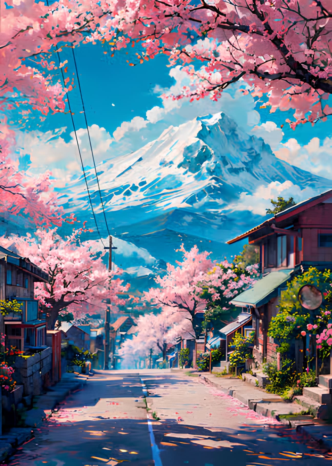 Broderie Diamant Sakura Mont Fuji image originale (Gulufun Diamond Painting)