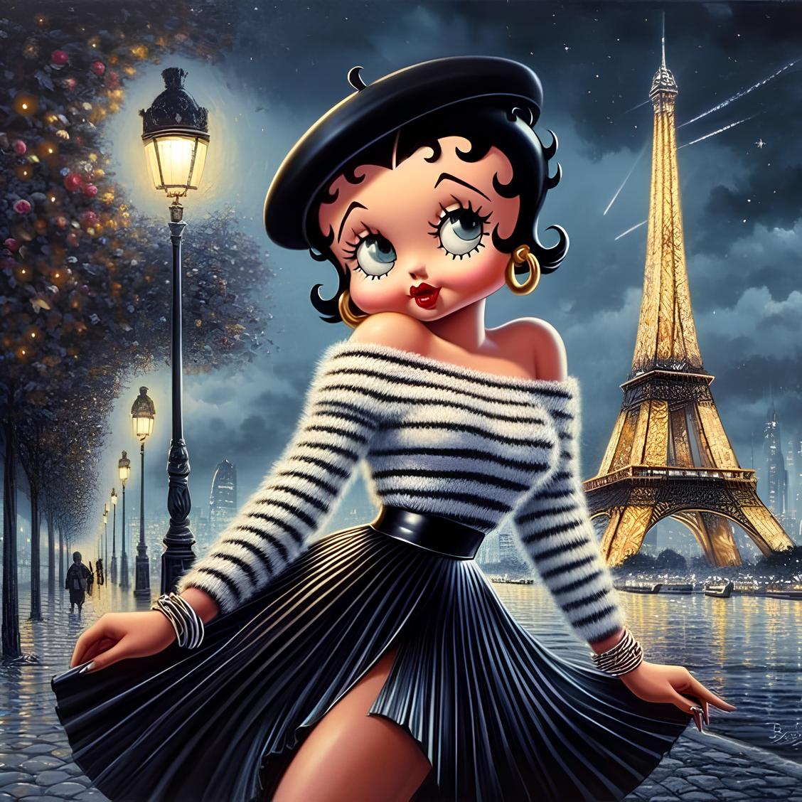 Broderie Diamant Betty Boop en France image originale (Gulufun Diamond Painting)