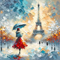 Peinture numérique originale de style impressionniste de la Tour Eiffel utilisée comme modèle de base pour le canevas diamant.