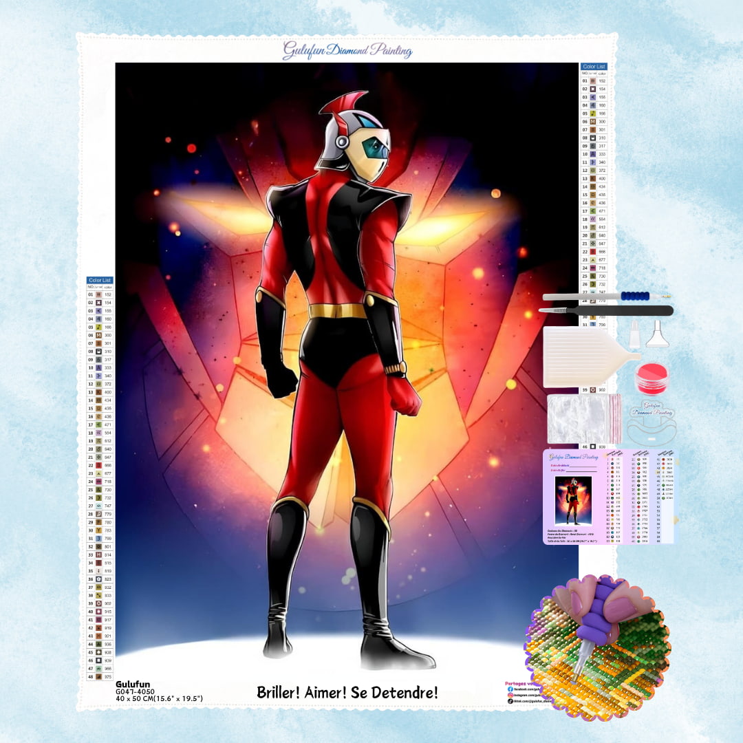 Broderie Diamant Gurren Taisen version debout – Kit complet avec tous les diamants et accessoires inclus