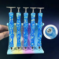 Stylo de broderie diamant artisanal bleu effet galaxie avec deux embouts accessoires diamond painting uniques faits main