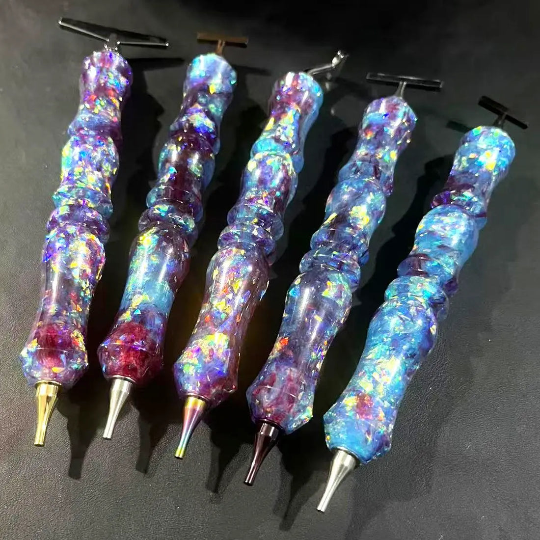 Stylo broderie diamant artisanal effet galaxie avec deux embouts accessoires diamond painting unique fait main