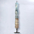 Stylo d'art en résine au toucher satiné dégradé bleu glacier et ambre avec 3 anneaux incrustés de strass scintillants.